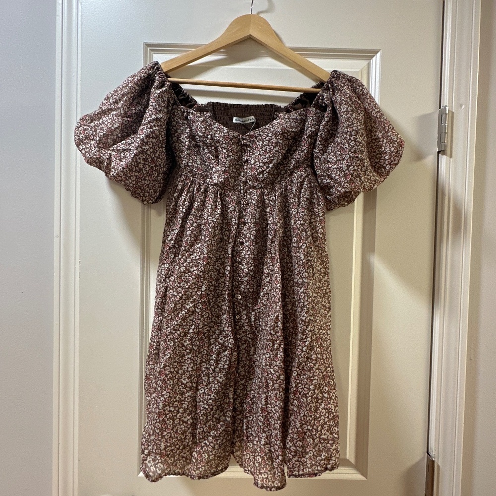 NWT Abercrombie Off-The-Shoulder Button-Through Mini Dress